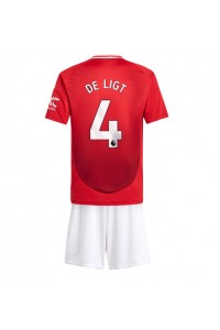 Fotbalové Dres Manchester United Matthijs de Ligt #4 Dětské Domácí Oblečení 2024-25 Krátký Rukáv (+ trenýrky)